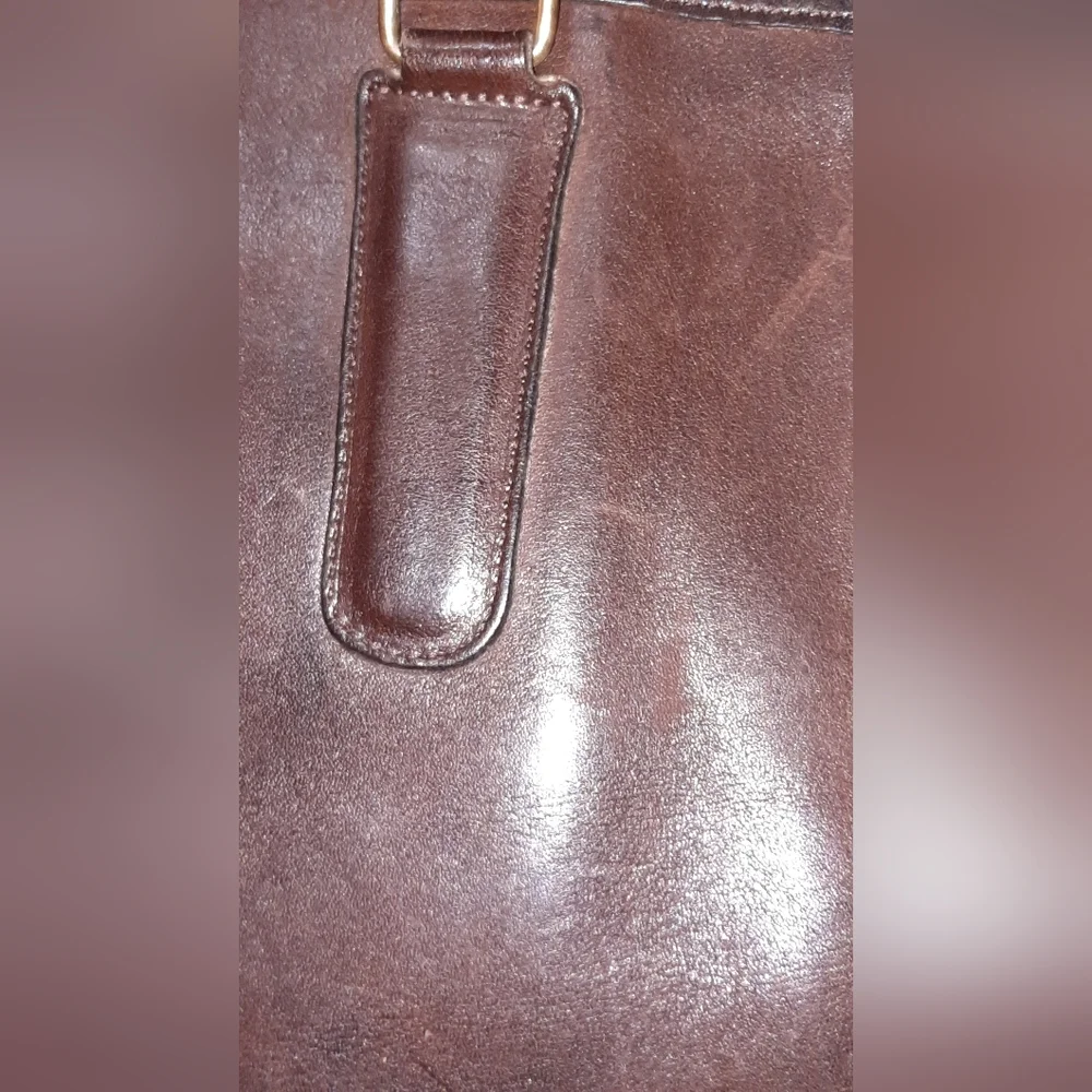 VINTAGE COACH NYC Bonnie Cashin Leather Satchel Slim Bag Mahogany Brown 60s 70s - Picture 11 of 16